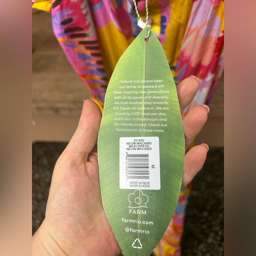 NWT FARM RIO Anthropologie Neon Macaws Puff Sleeve Maxi Dress - Picture 7 of 16